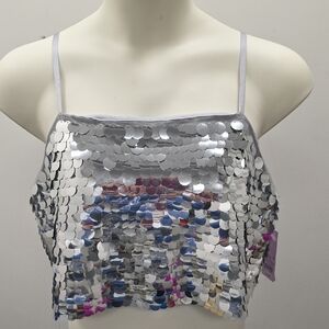 Silver Sequin Crop Top
